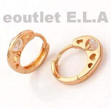 12x4mm CZ HEART SOLITAIRE HOOPS ROSE 18KRGP